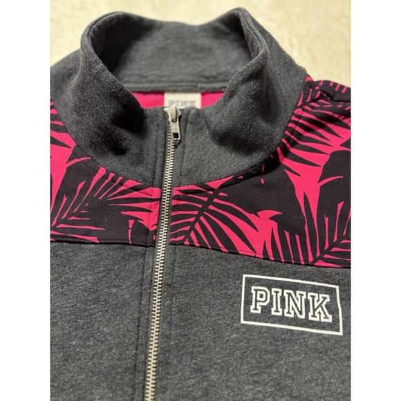 PINK Floral Shoulder Quarter Zip Long Sleeve Classic Women's Size Large - Picture 3 of 8
